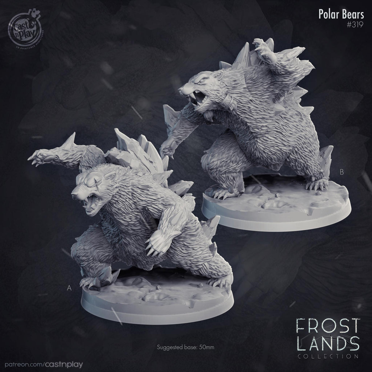 Frost Bear Druid Wild Shape, Companion & Enemy Miniature - resin tabletop miniature front view