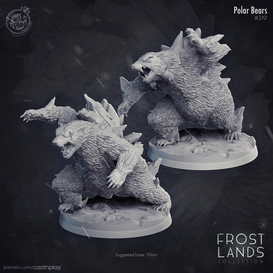 Frost Bear Druid Wild Shape, Companion & Enemy Miniature - resin tabletop miniature front view