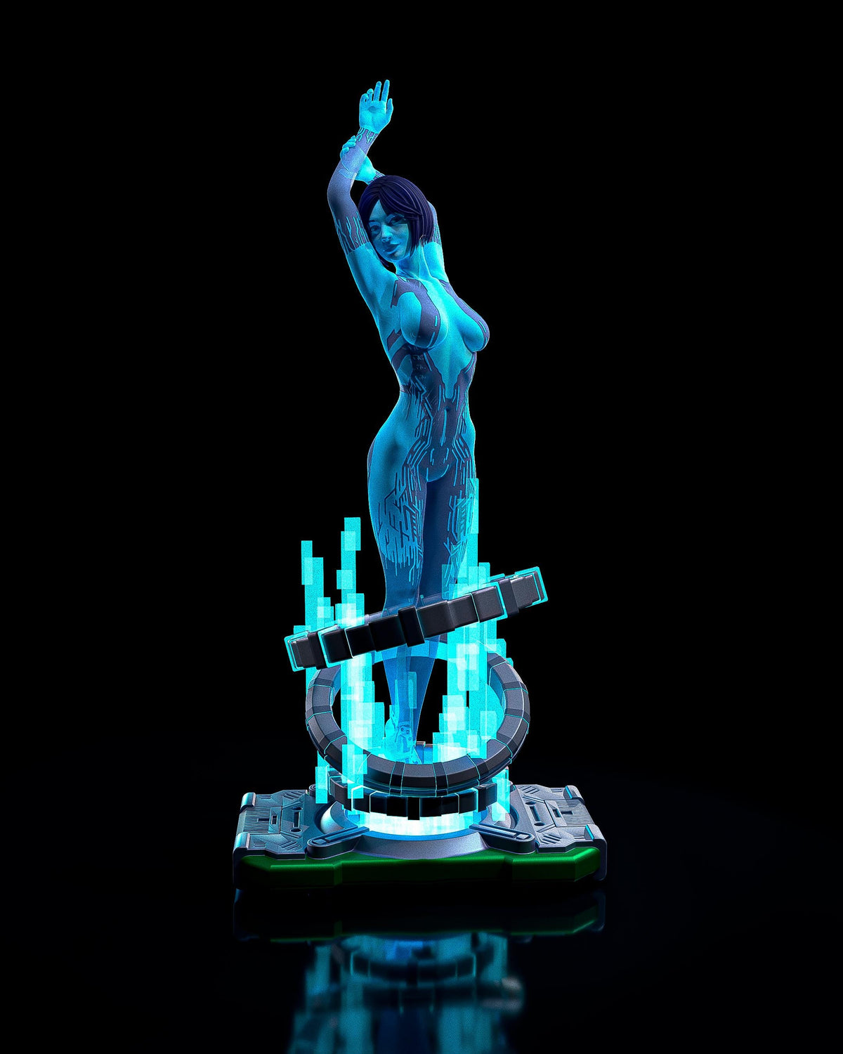 Cortana Figure - 3D printed miniature detail view
