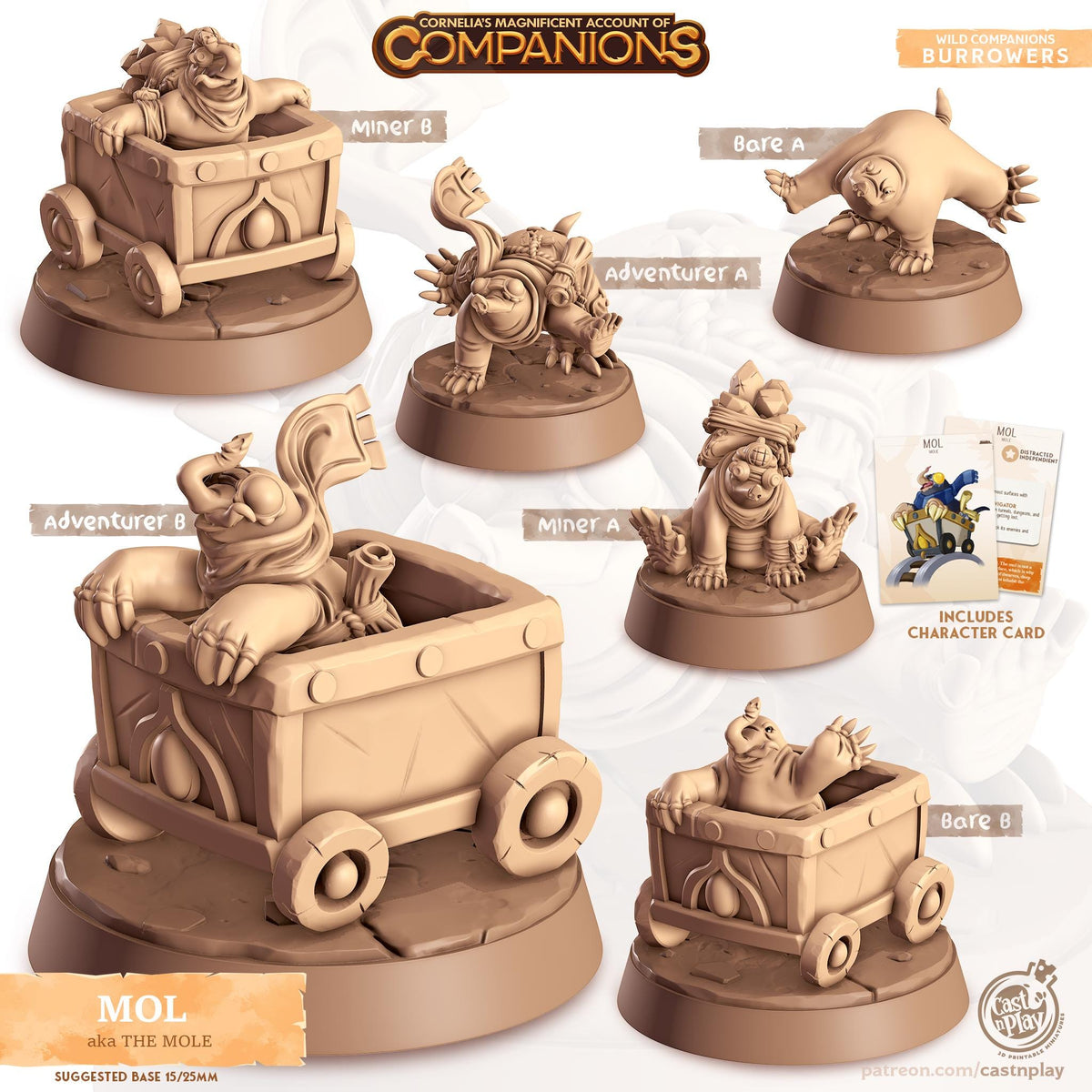Mole Animal Companion Miniature - resin tabletop miniature front view