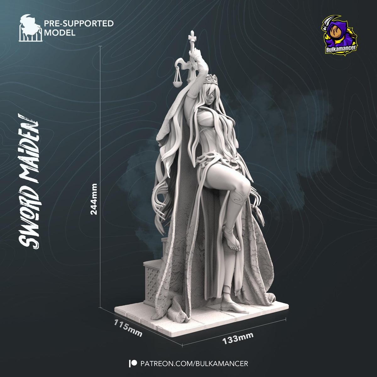 Sword Maiden Figure - Goblin Slayer - 3D printed miniature detail view