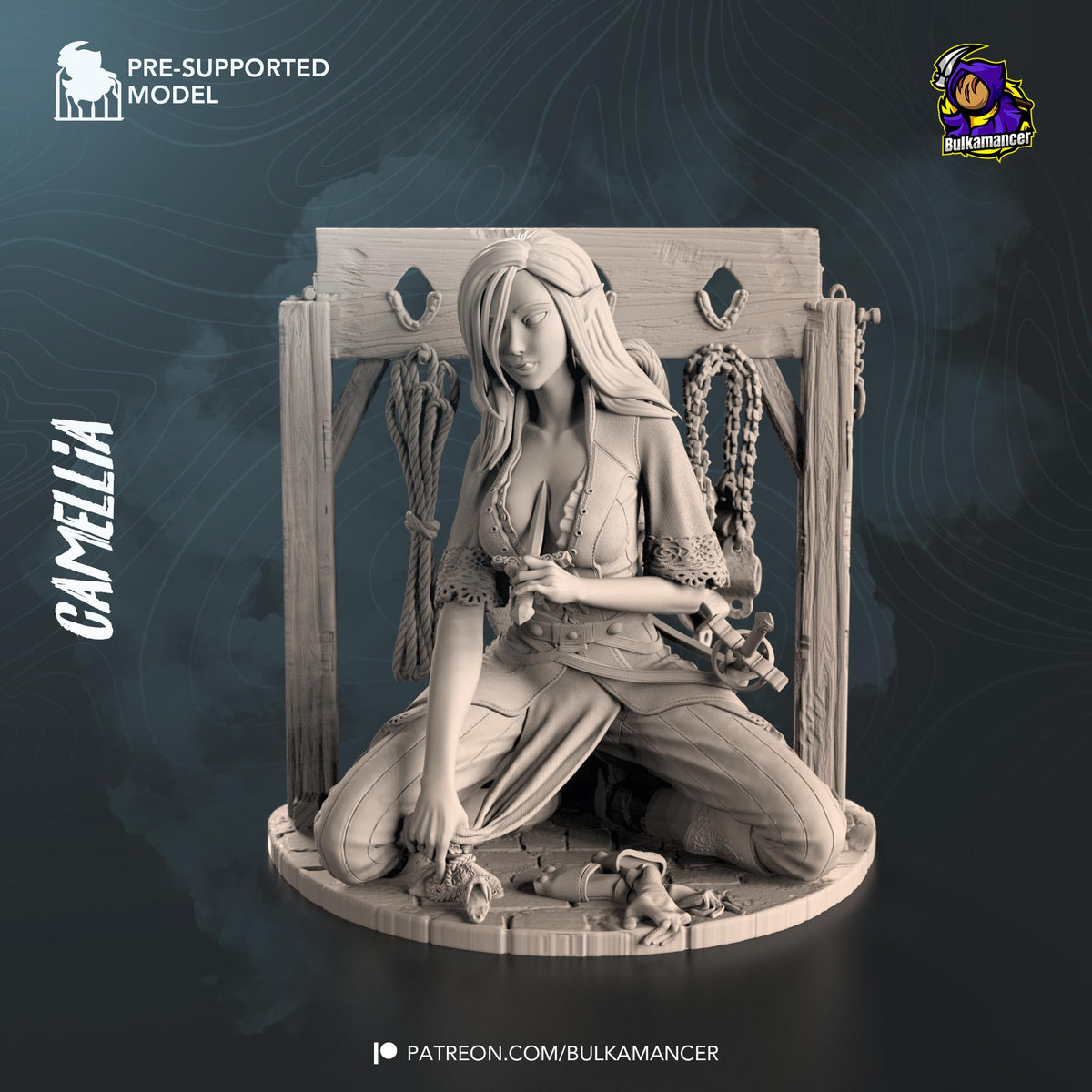 Camellia Figure - Wrath of the Righteous - resin tabletop miniature alternate angle