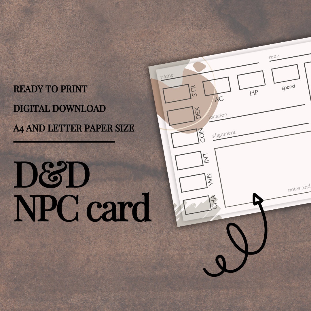 Fillable NPC Cards - digital download preview