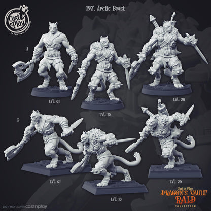 Tabaxi Fighter Miniature - resin tabletop miniature front view