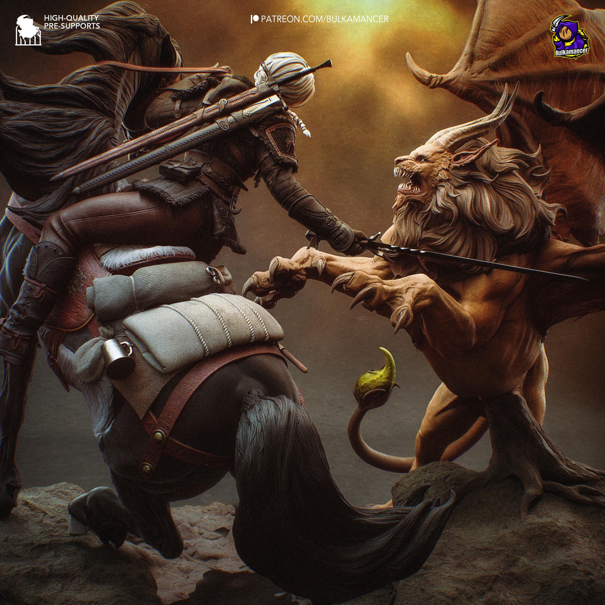 Ciri Manticore The Witcher Diorama Figure - paintable tabletop miniature product view