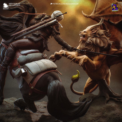 Ciri Manticore The Witcher Diorama Figure - paintable tabletop miniature product view