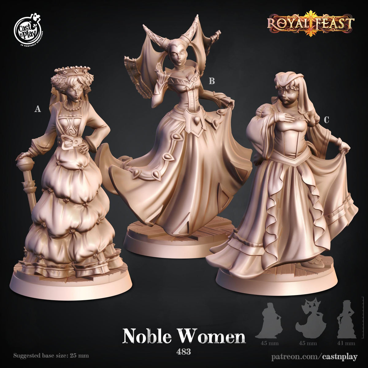 Noble Woman Miniature - resin tabletop miniature front view