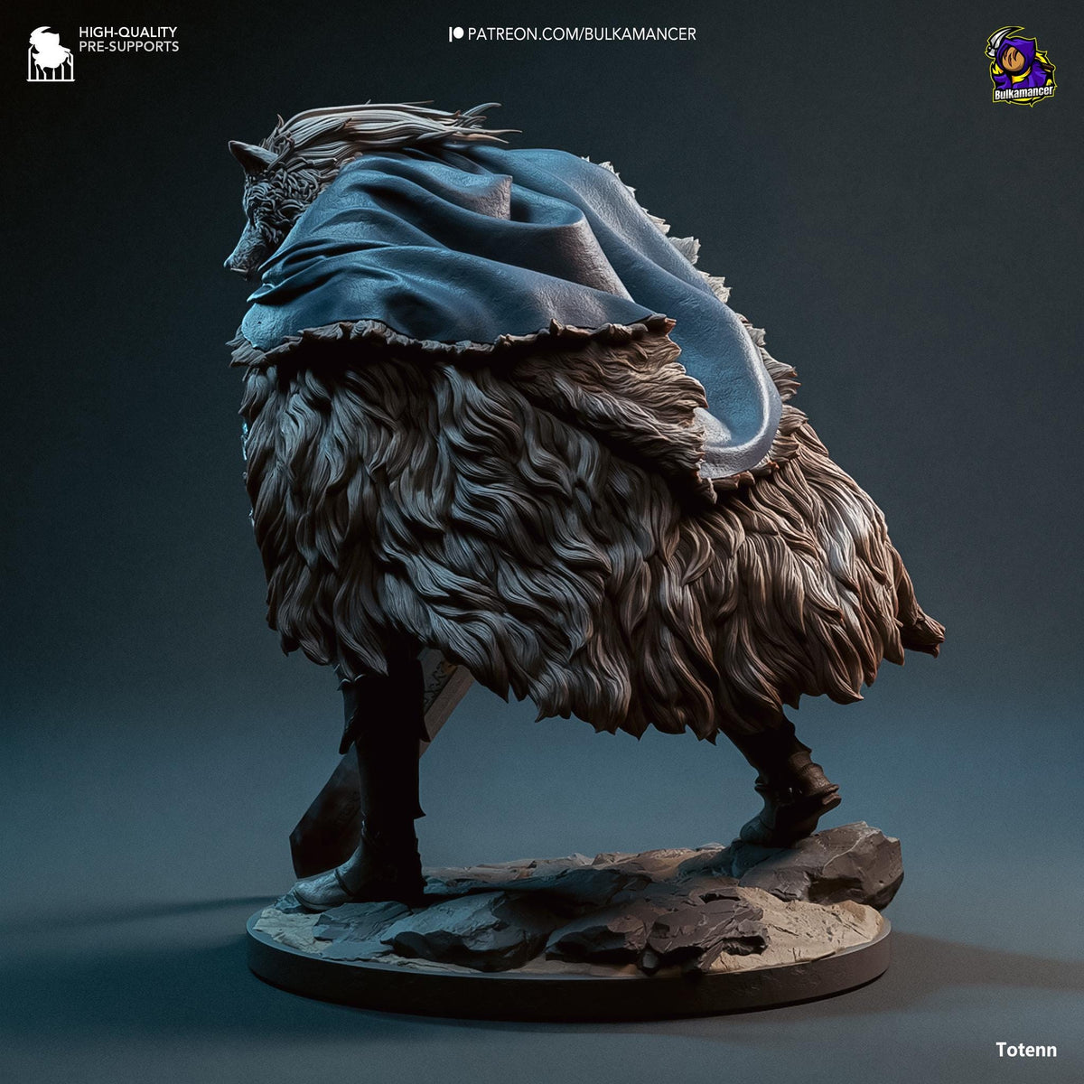 Blaidd the Half Wolf Figure - Elden Ring - 3D printed miniature detail view