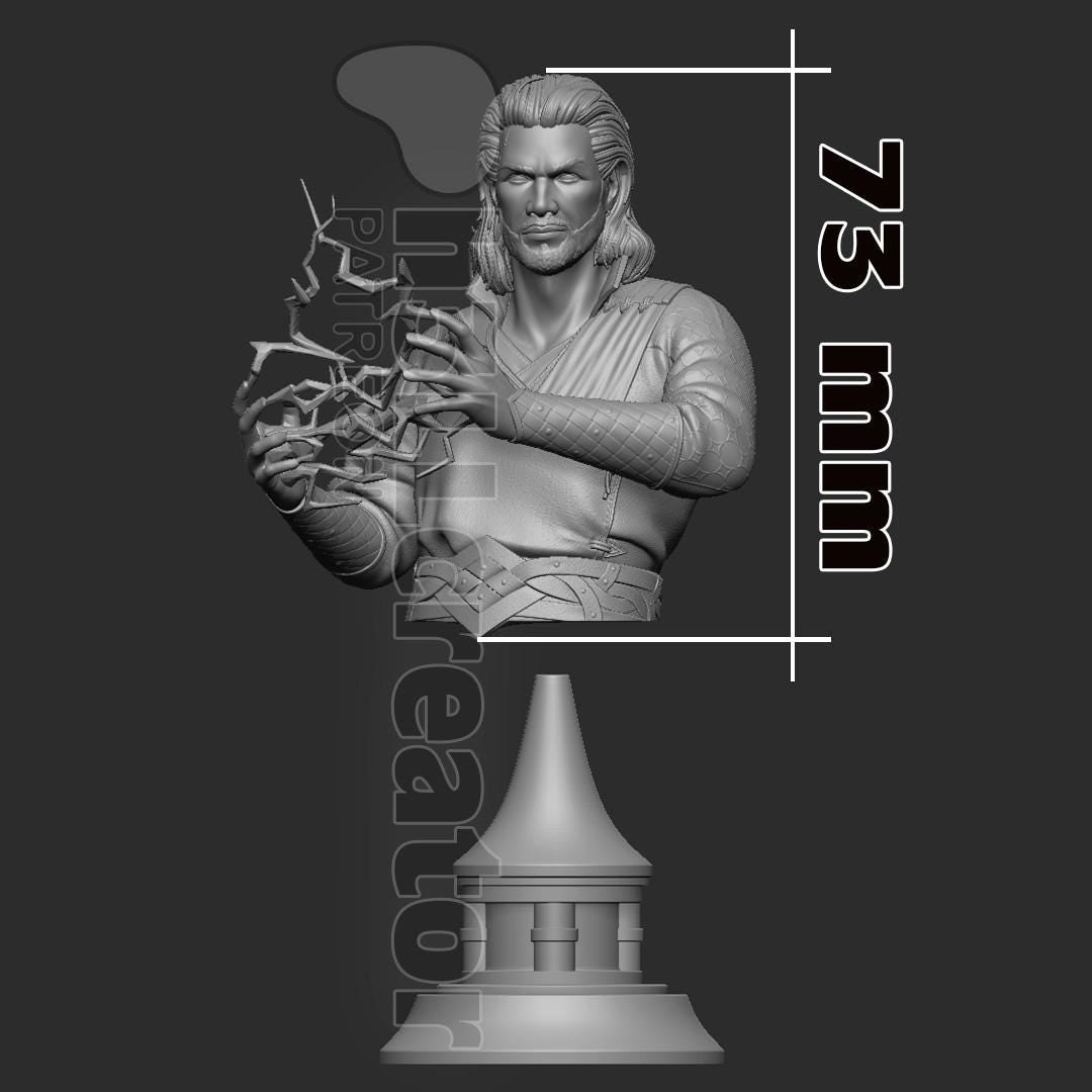 Gale Bust - Baldur's Gate 3 - 3D printed miniature detail view