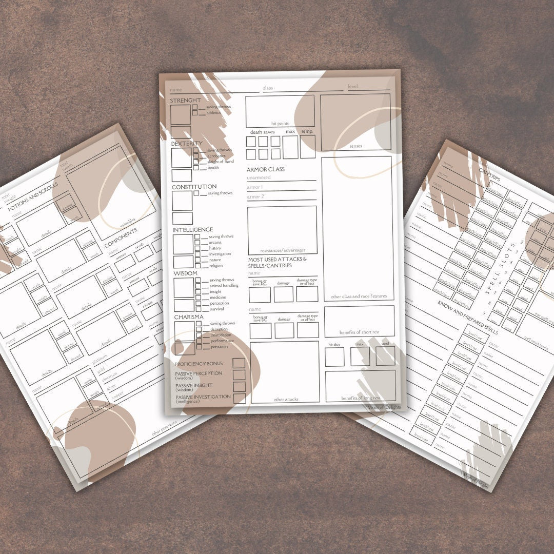 Character Sheet - printable tabletop RPG resource preview