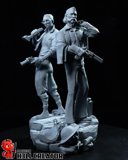 Harry and Kim Disco Elysium Figure - paintable tabletop miniature product view