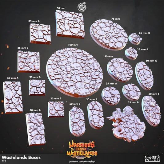 Warriors of the Wasteland Bases Set - resin tabletop miniature front view