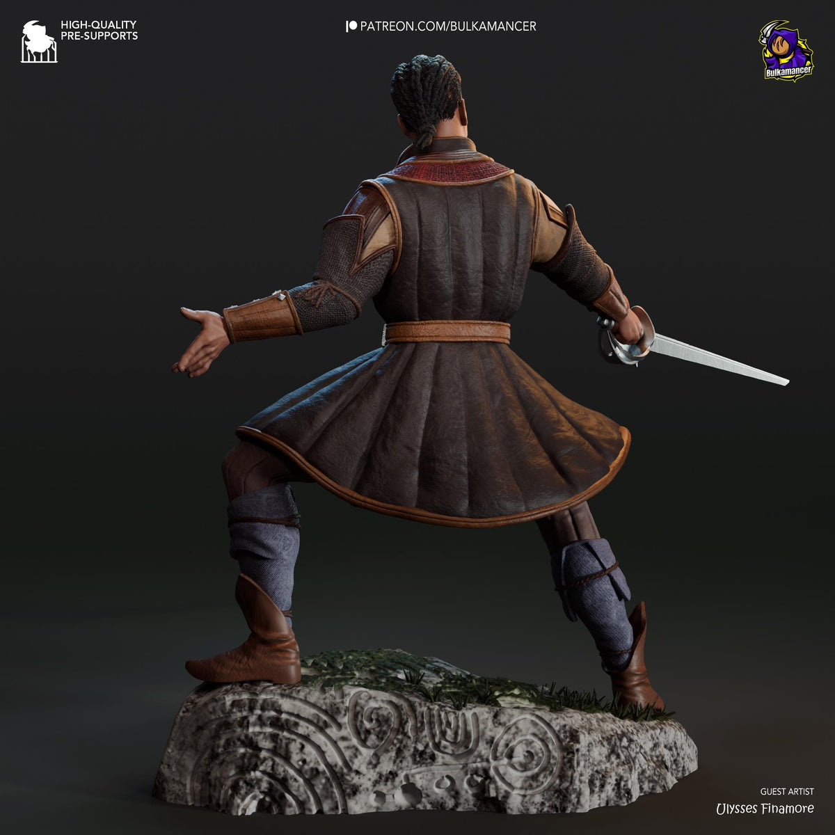 Wyll Figure - Baldur's Gate 3 - 3D printed miniature detail view