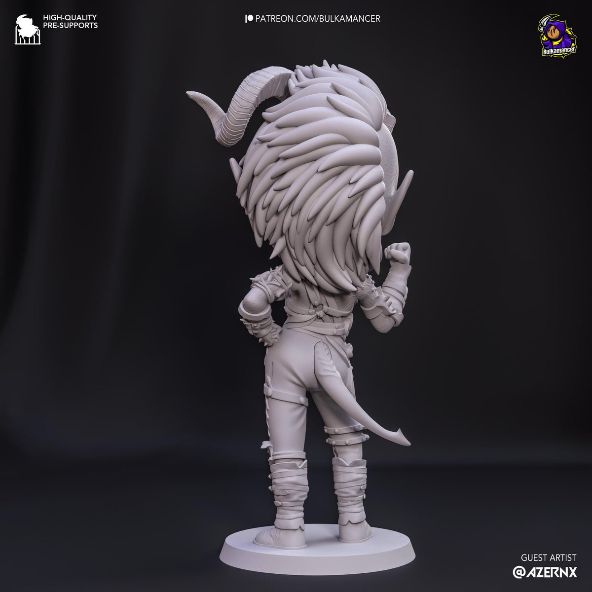 Karlach Chibi Figure - Baldur’s Gate 3 - paintable tabletop miniature product view
