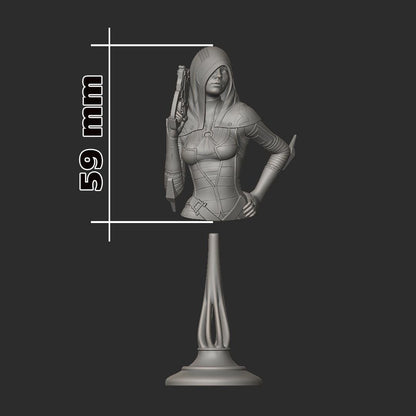 Kasumi Bust - Mass Effect - 3D printed miniature detail view