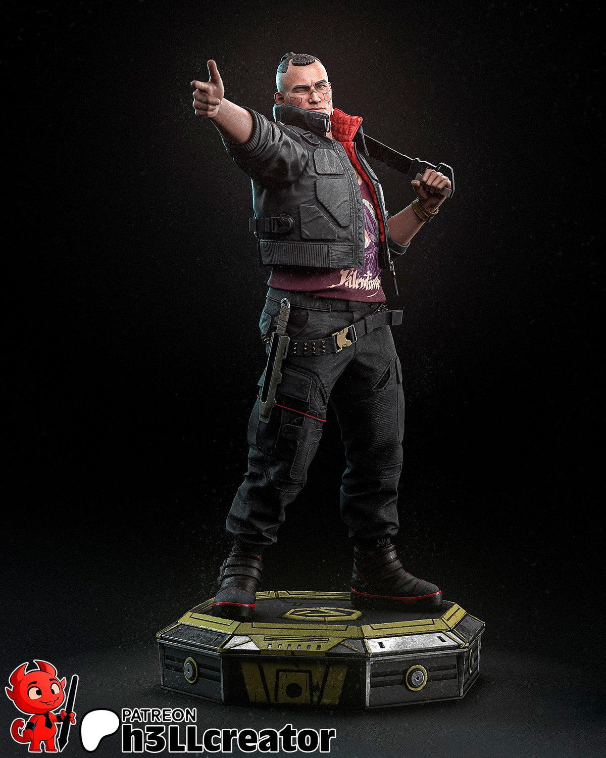 Jackie Welles Figure - Cyberpunk 2077 - 3D printed miniature detail view