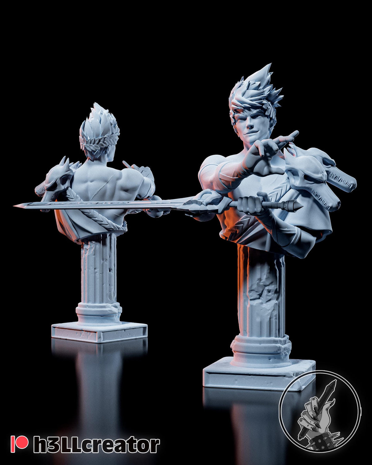 Zagreus 2 Bust - Hades - resin tabletop miniature front view