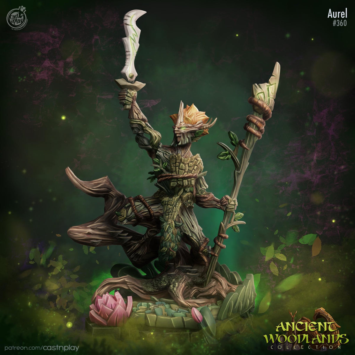 Wood Elf Druid Miniature - resin tabletop miniature front view