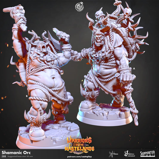 Orc Shaman Miniature - resin tabletop miniature front view