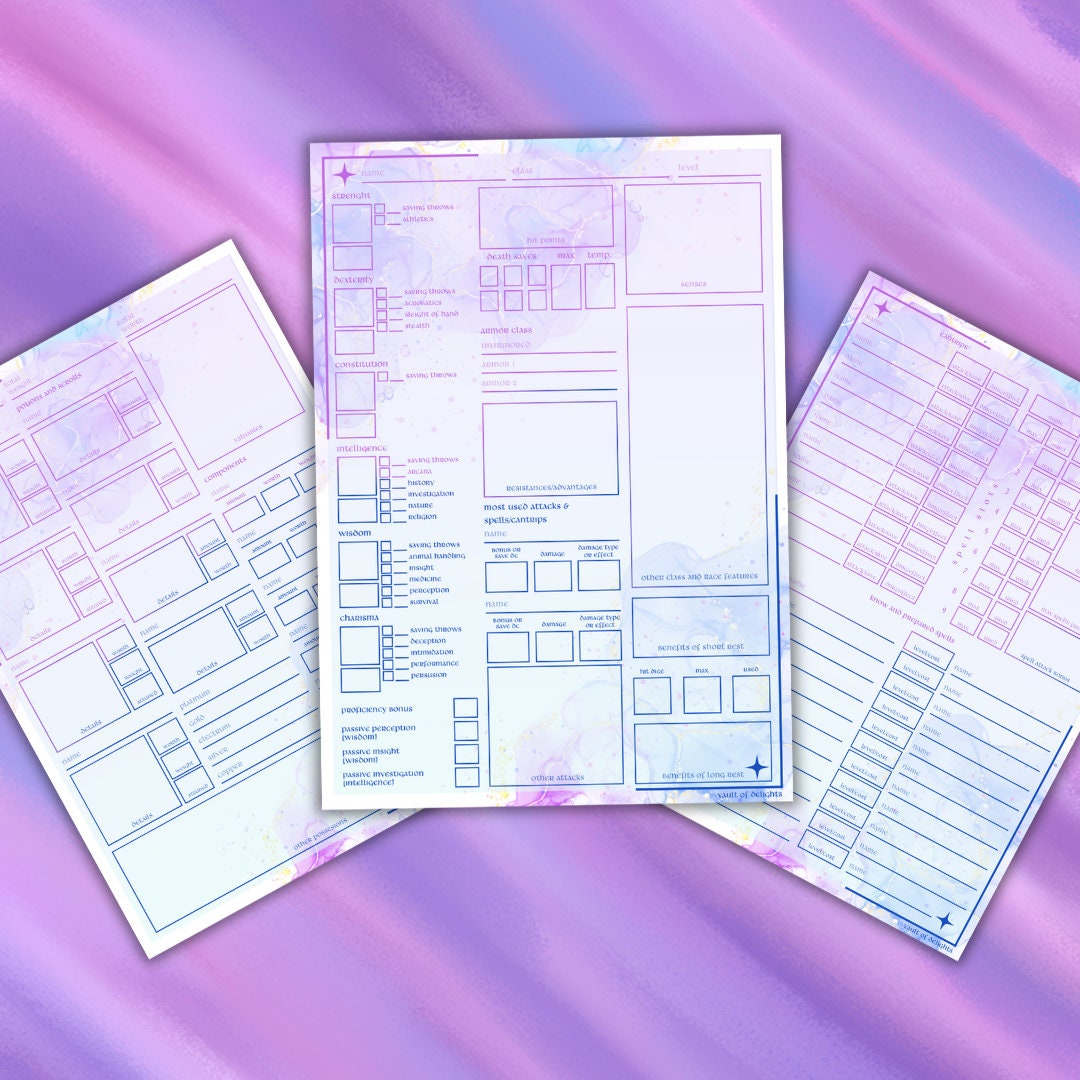 Character Sheet - printable tabletop RPG resource preview