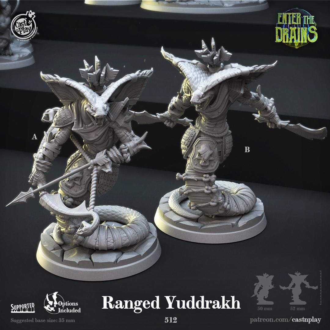 Yuan Ti Ranger Miniature - resin tabletop miniature front view