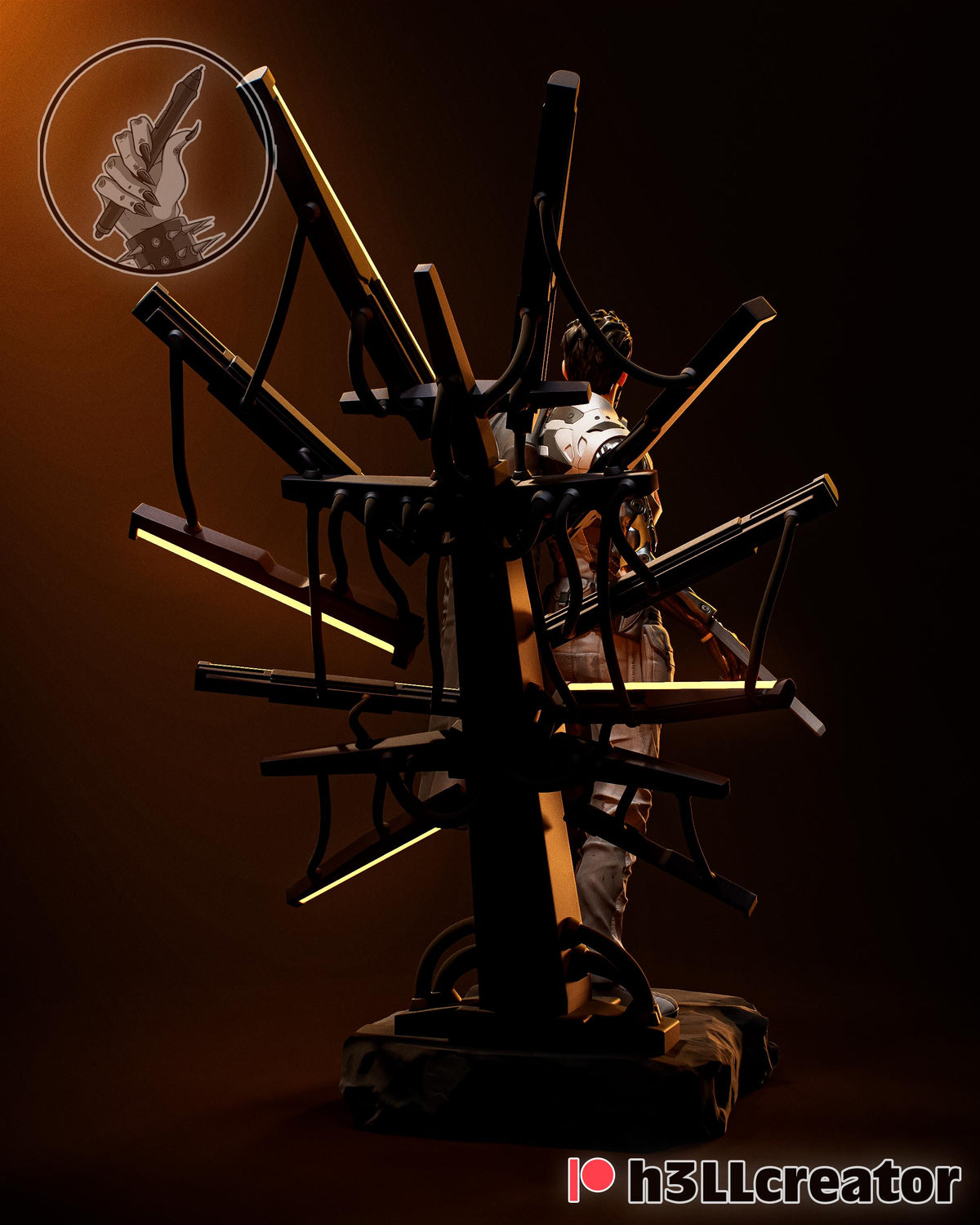 Adam Jensen Deus Ex Figure - 3D printed miniature detail view