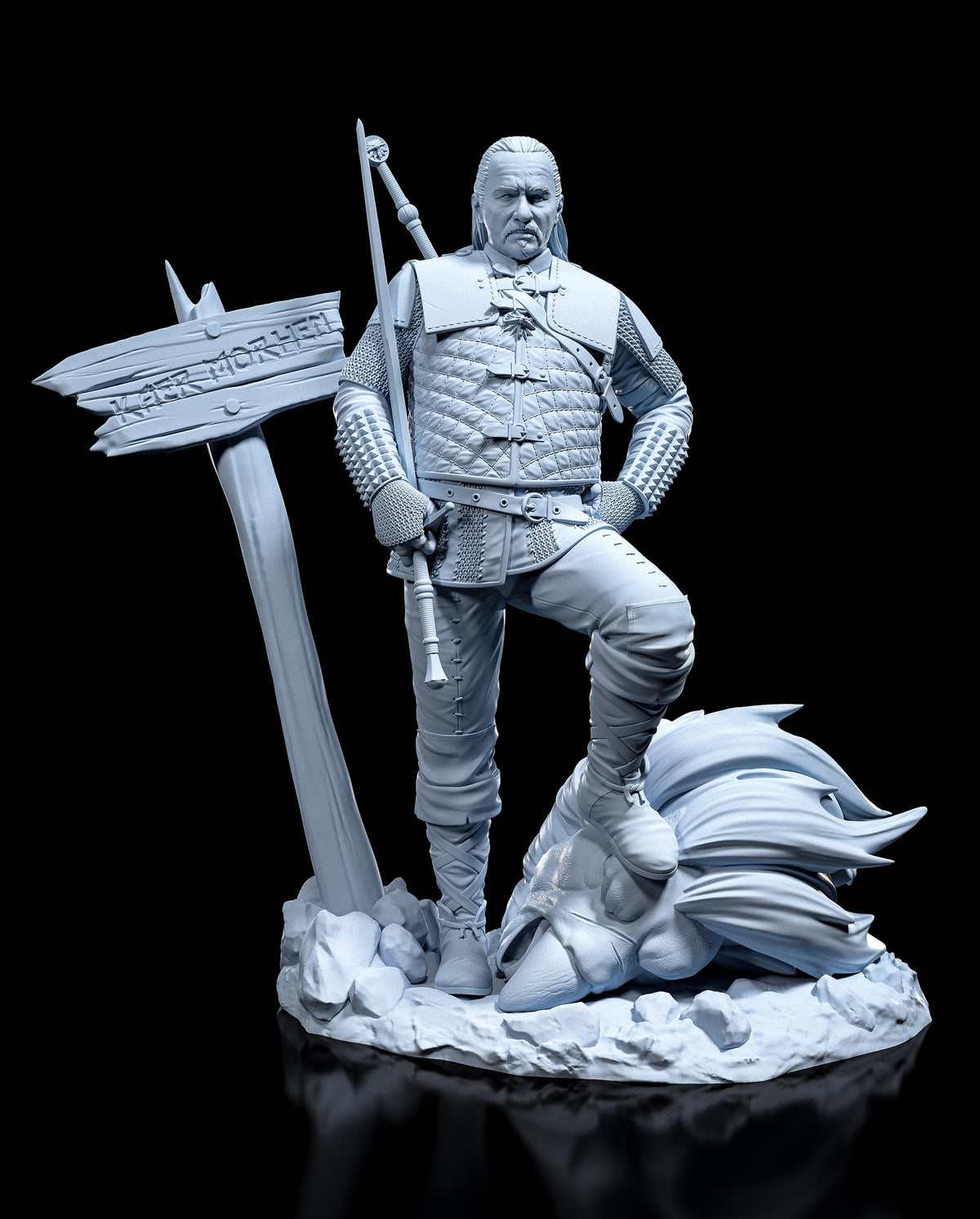 Vesemir The Witcher Figure - 3D printed miniature detail view