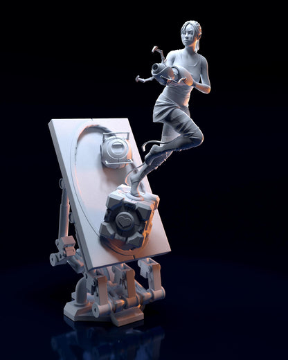 Chell Portal 2 Figure - 3D printed miniature detail view