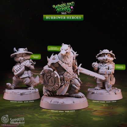 Badger Barbarian Miniature - resin tabletop miniature alternate angle