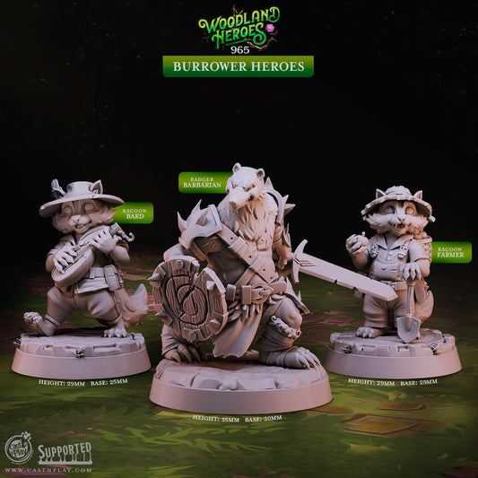 Badger Barbarian Miniature - resin tabletop miniature alternate angle