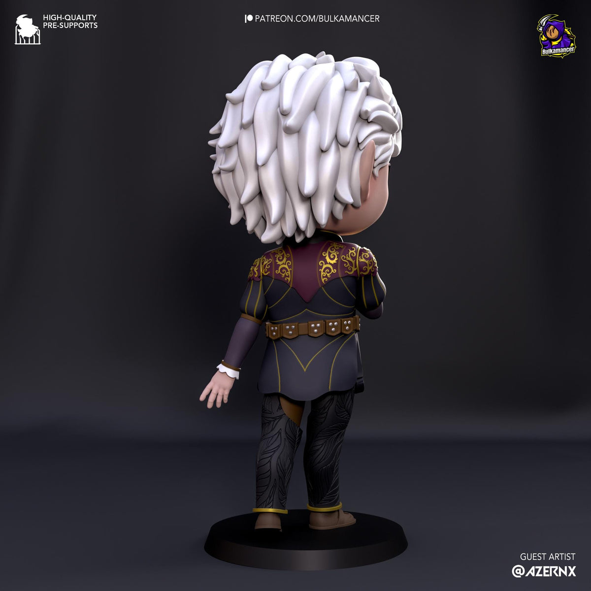 Astarion Chibi Figure - Baldur's Gate 3 - 3D printed miniature detail view