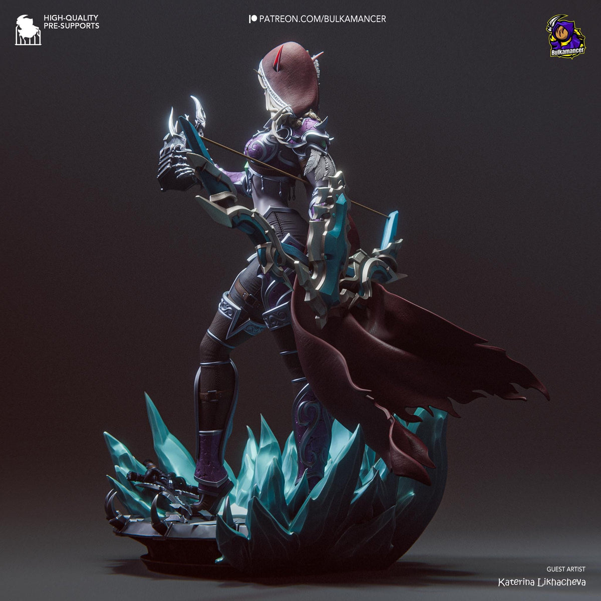 Sylvanas Windrunner Figure - World of Warcraft - 3D printed miniature detail view