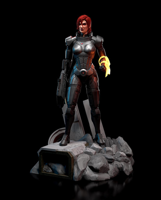 Commander Shepard Figure - Mass Effect - resin tabletop miniature front view
