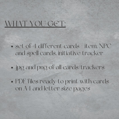 Fillable Cards Set - printable tabletop RPG resource preview