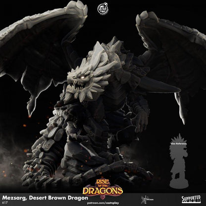 Brown Desert Dragon Large Miniature - resin tabletop miniature alternate angle