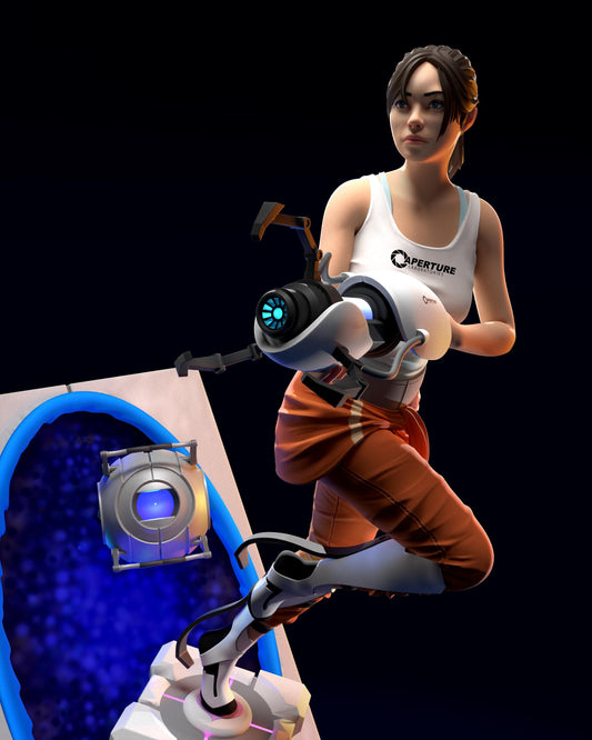 Chell Portal 2 Figure - resin tabletop miniature alternate angle