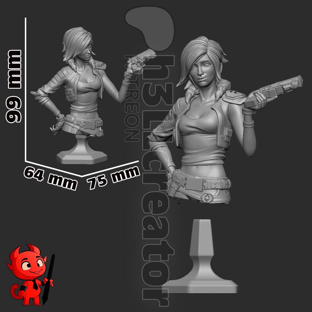 Lilith Borderlands 3 Bust - paintable tabletop miniature product view
