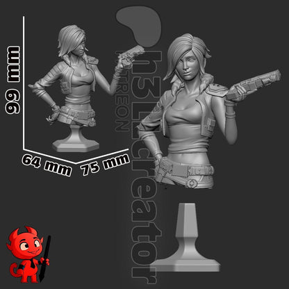 Lilith Borderlands 3 Bust - paintable tabletop miniature product view