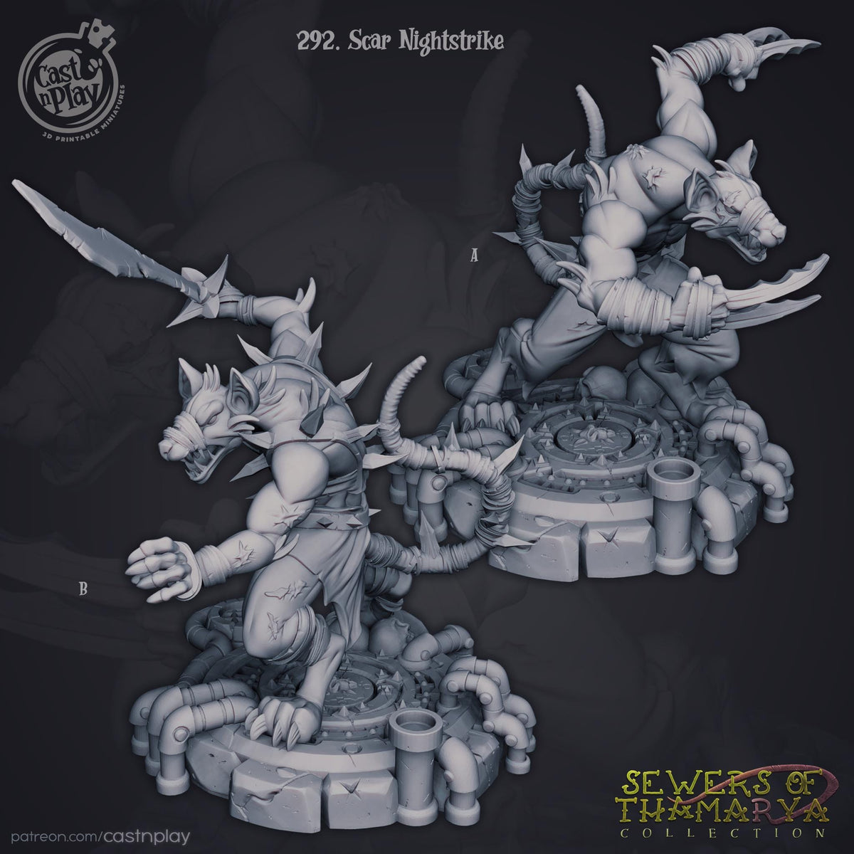 Ratfolk Fighter Miniature - resin tabletop miniature front view