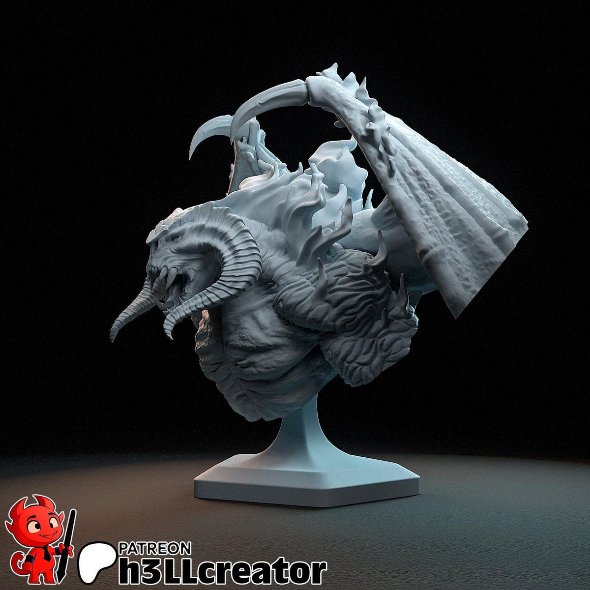 Balrog Bust - The Lord of the Rings - 3D printed miniature detail view