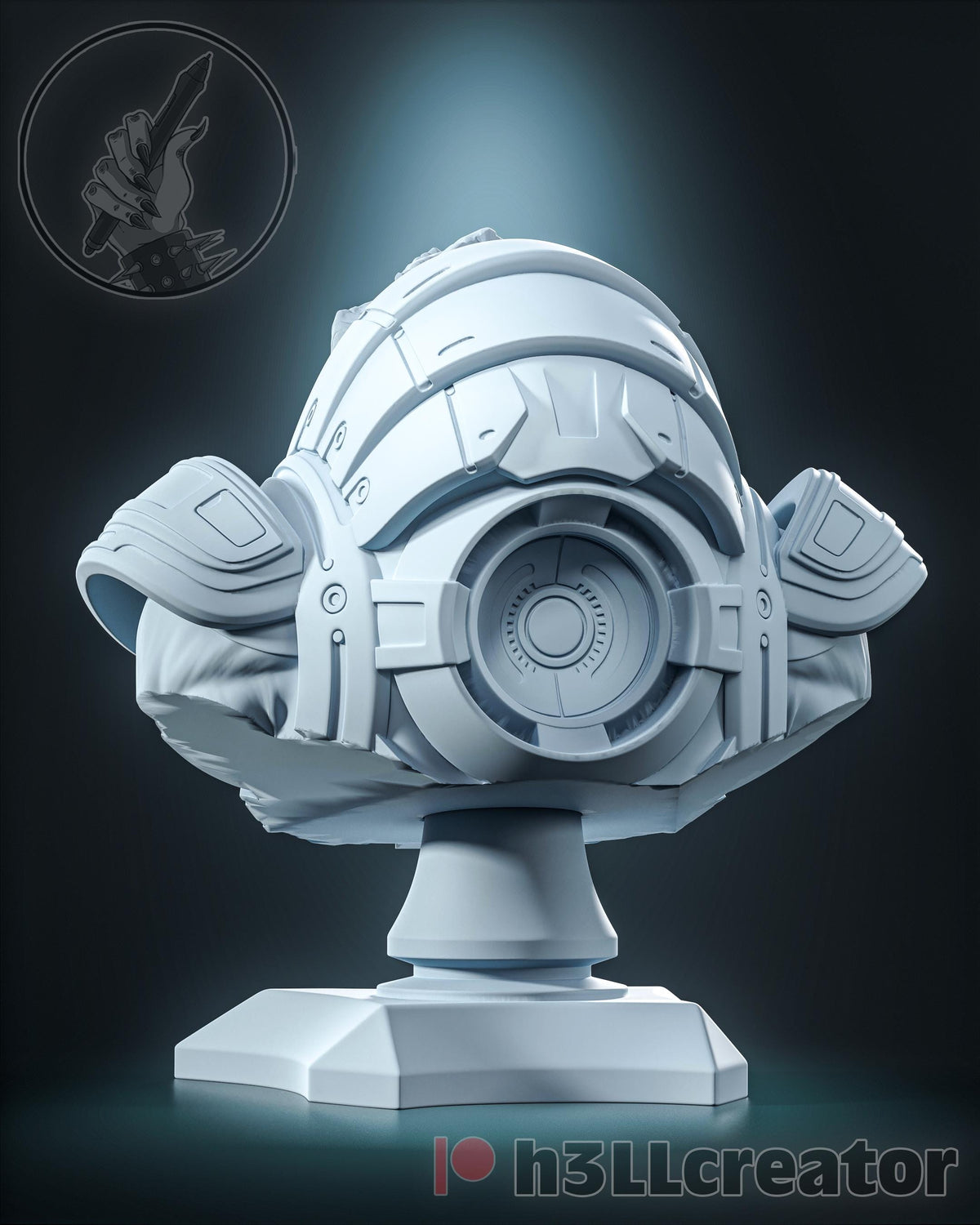 Grunt Bust - Mass Effect - 3D printed miniature detail view