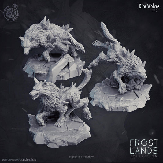 Frost Wolf Enemies, Druid Wild Shape & Companion(s) Miniature - resin tabletop miniature front view