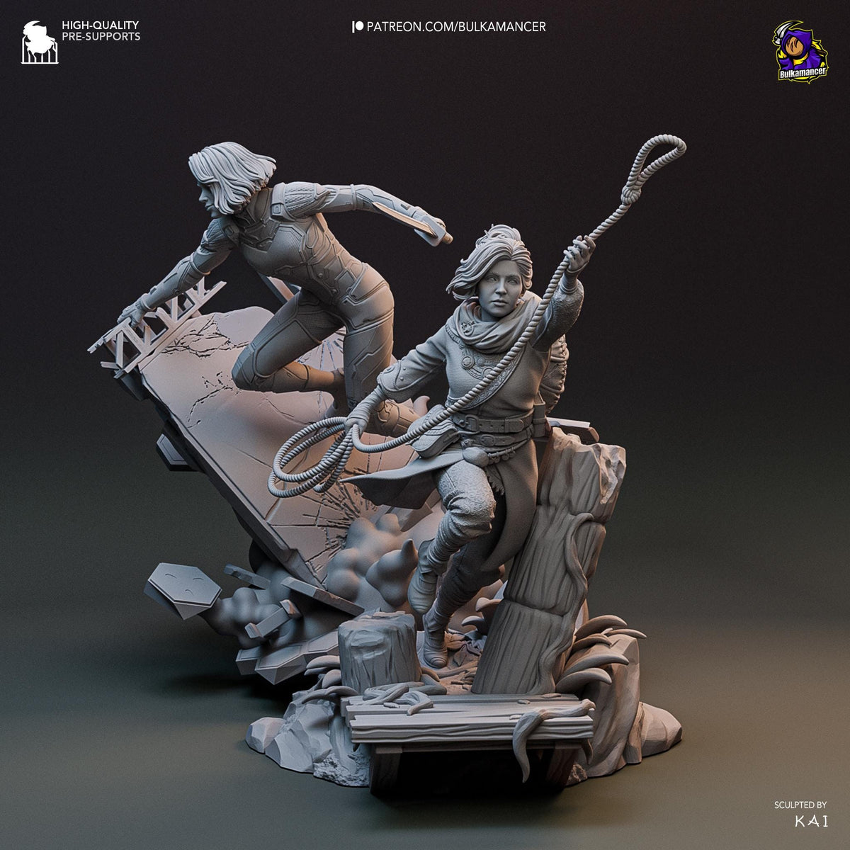 Mio and Zoe Split Fiction Diorama Figure - paintable tabletop miniature product view