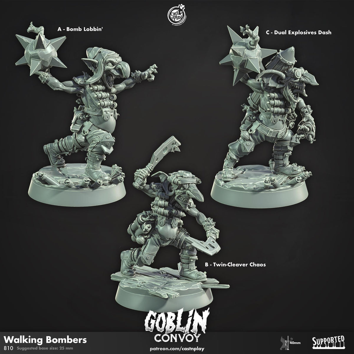 Goblin Bomber Miniature - resin tabletop miniature front view