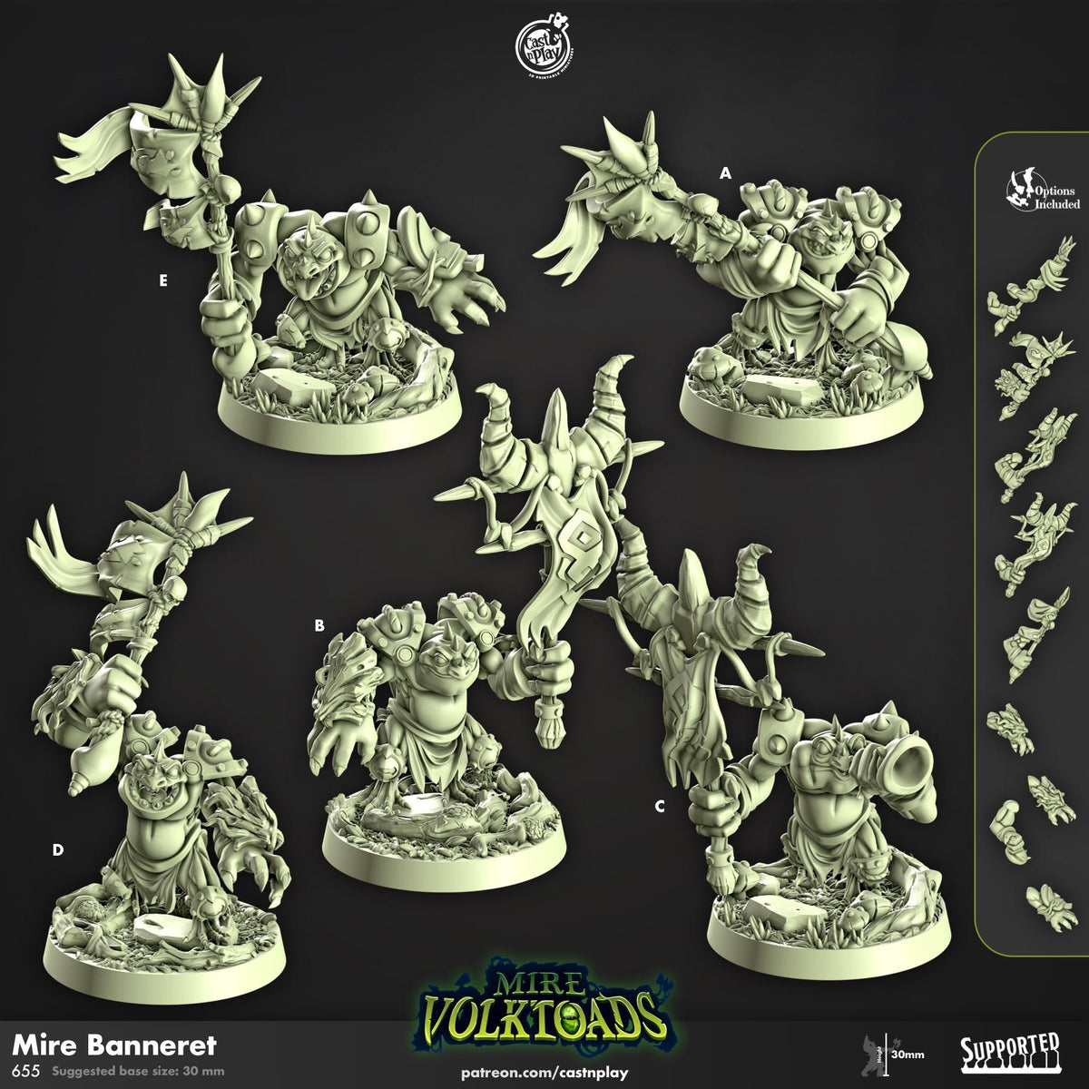 Grung Barbarian Miniature - resin tabletop miniature front view