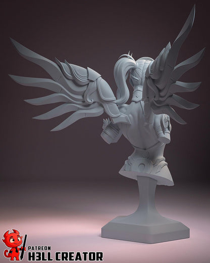 Mercy Bust - Overwatch - 3D printed miniature detail view