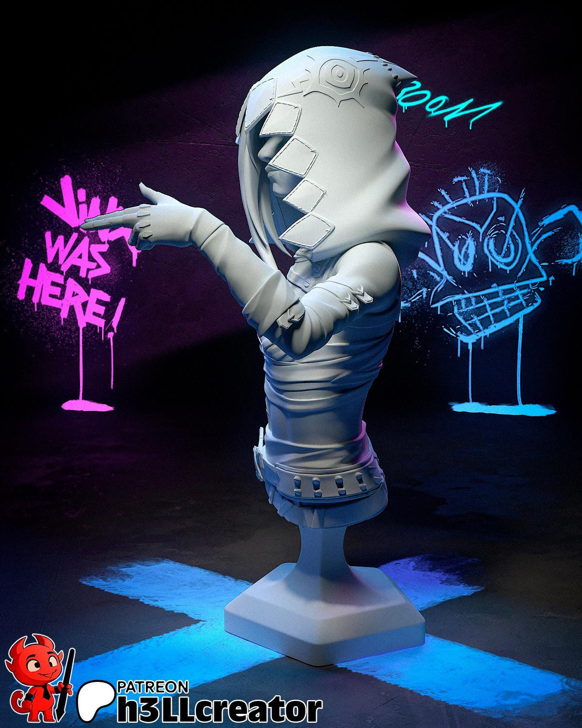 Jinx Bust - Arcane - 3D printed miniature detail view