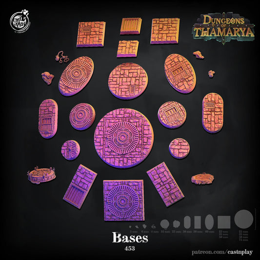 Dungeons of Thamarya Bases Set - resin tabletop miniature front view