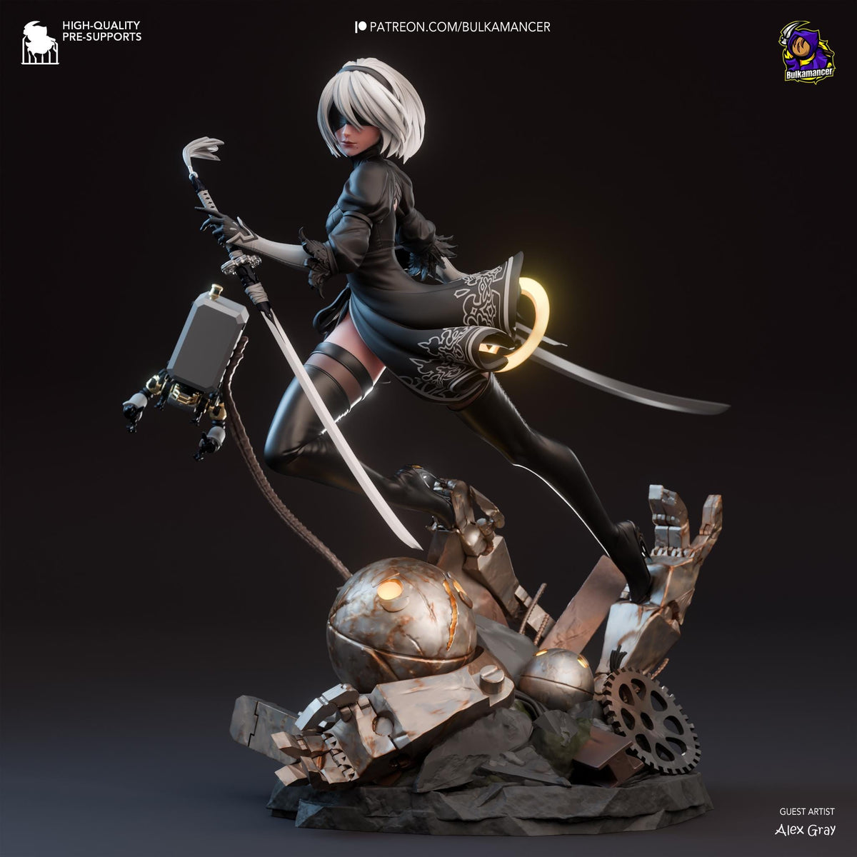 2B Figure - NieR: Automata - resin tabletop miniature front view