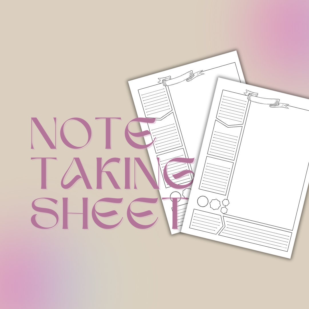 Note Taking Sheet - digital download preview